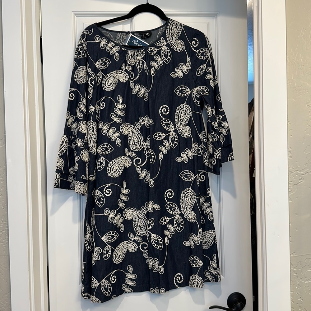Chambray denim dress size 12 nwt brand Beige by eci